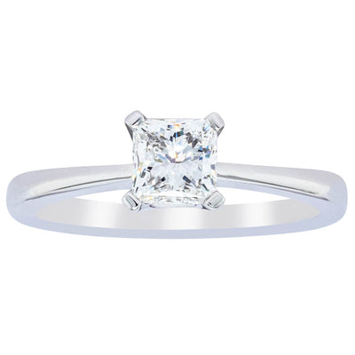 18ct White Gold .71ct Princess Cut Diamond Royale Ring-Ring-Walker & Hall
