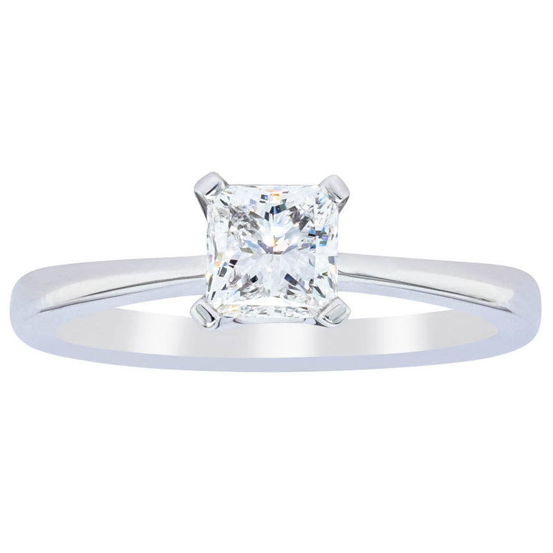 18ct White Gold .71ct Princess Cut Diamond Royale Ring-Ring-Walker & Hall