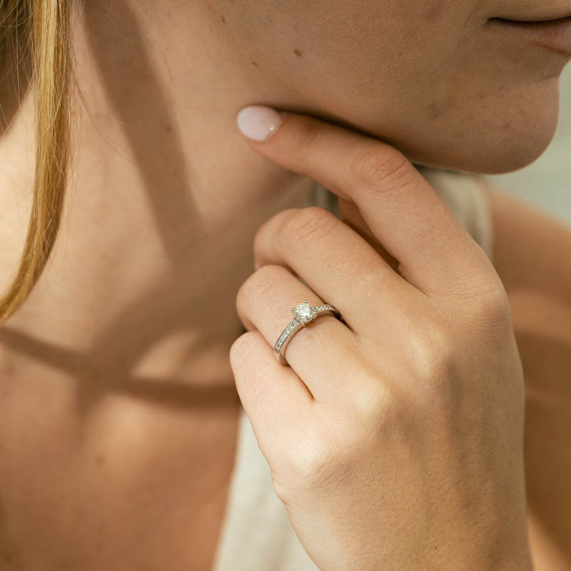 18ct White Gold .70ct Diamond Riviera Ring-Ring-Walker & Hall