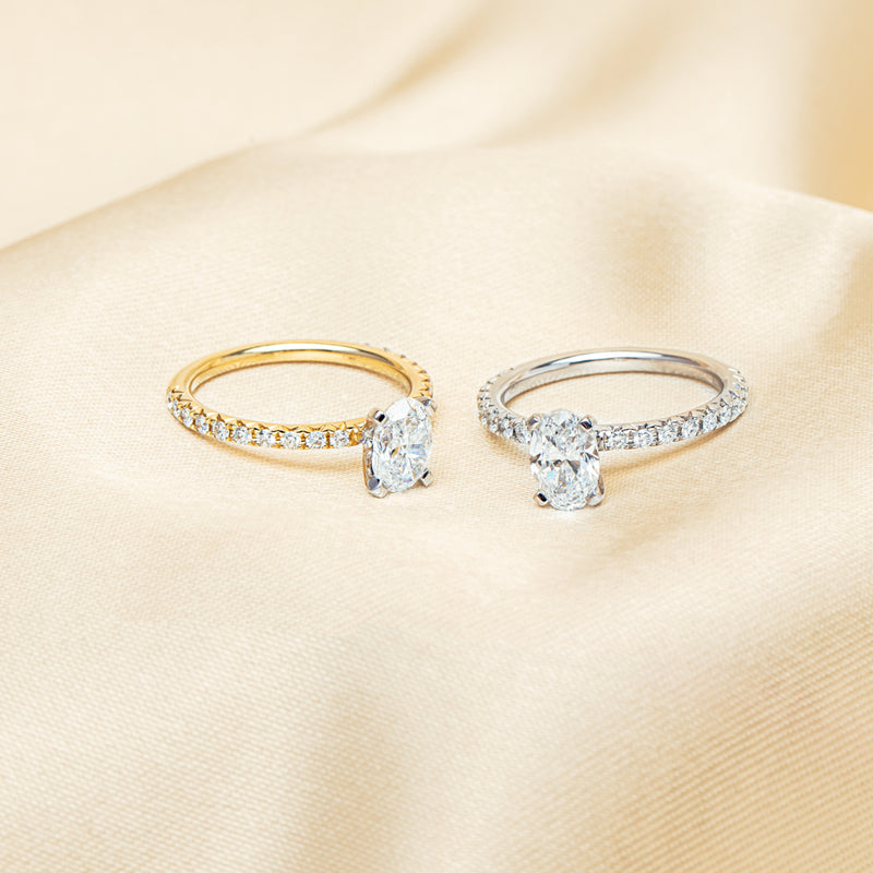 18ct Yellow Gold 1.00ct Oval Cut Diamond Comet Ring-Ring-Walker & Hall