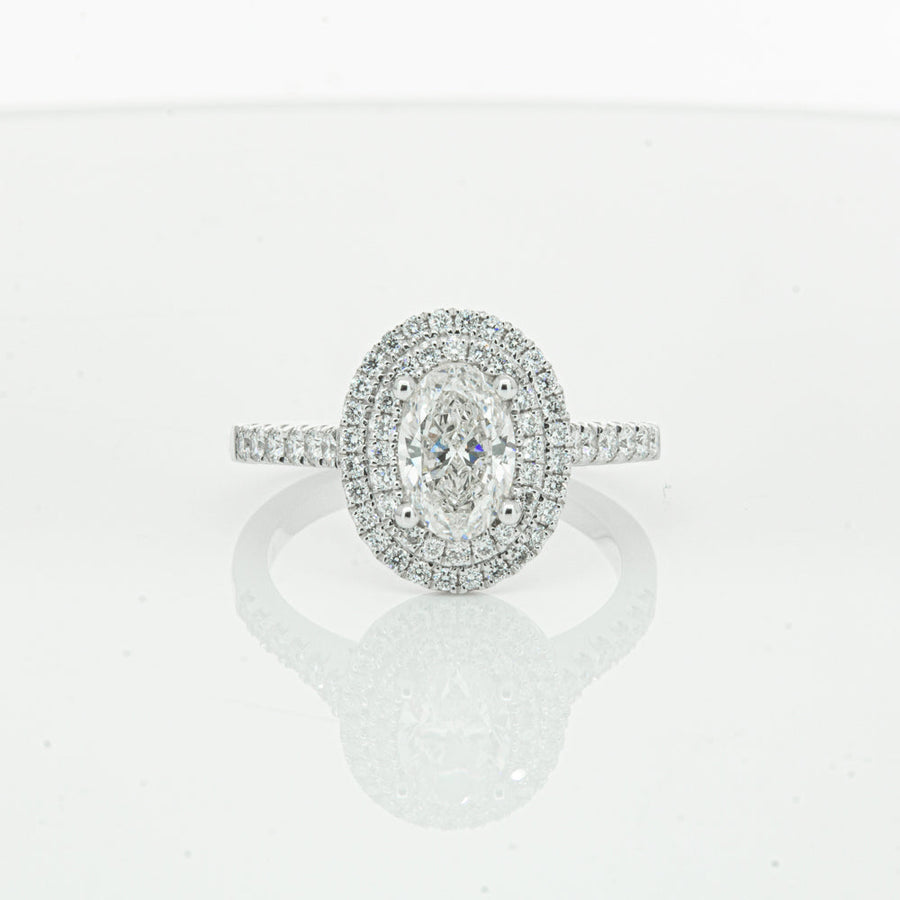 18ct White Gold .90ct Oval Cut Diamond Rosa Ring-Ring-Walker & Hall