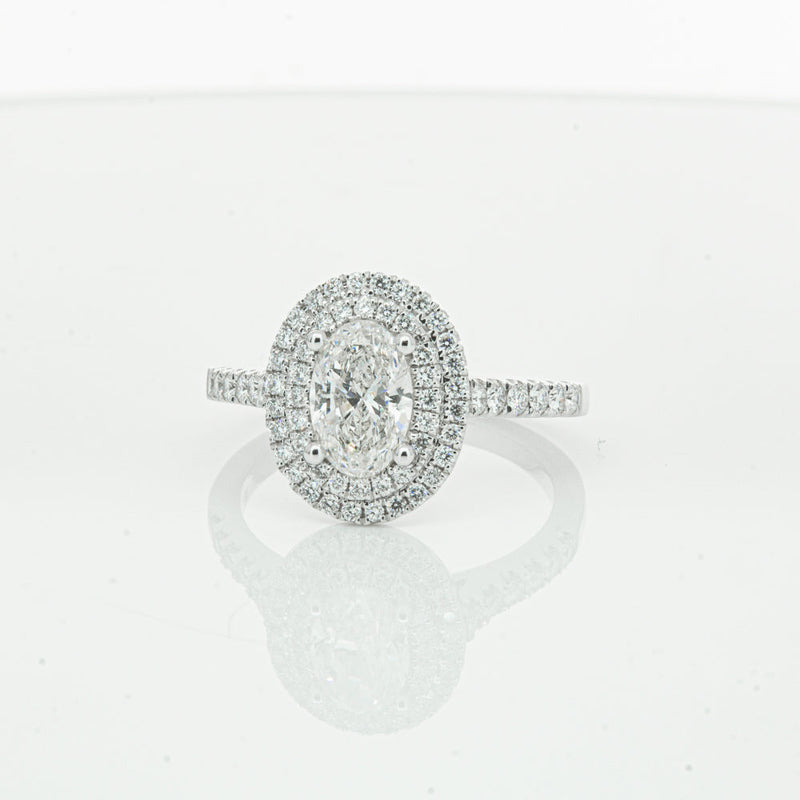 18ct White Gold .90ct Oval Cut Diamond Rosa Ring-Ring-Walker & Hall