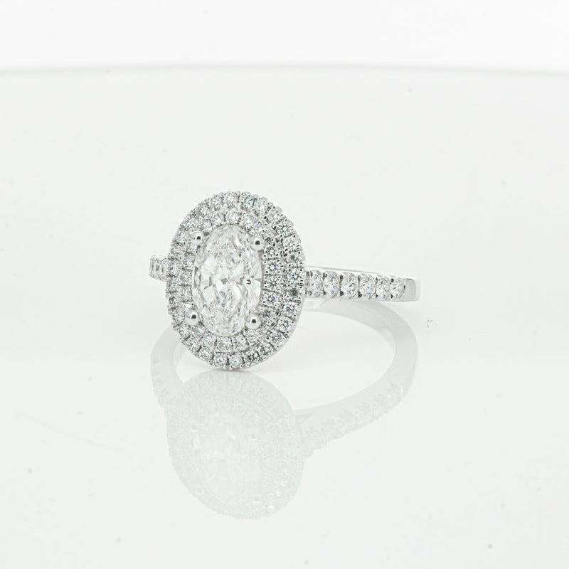 18ct White Gold .90ct Oval Cut Diamond Rosa Ring-Ring-Walker & Hall