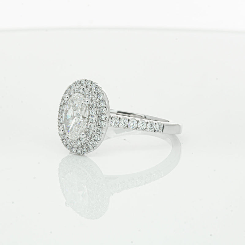 18ct White Gold .90ct Oval Cut Diamond Rosa Ring-Ring-Walker & Hall