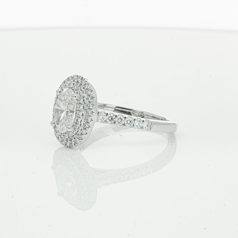 18ct White Gold .90ct Oval Cut Diamond Rosa Ring-Ring-Walker & Hall