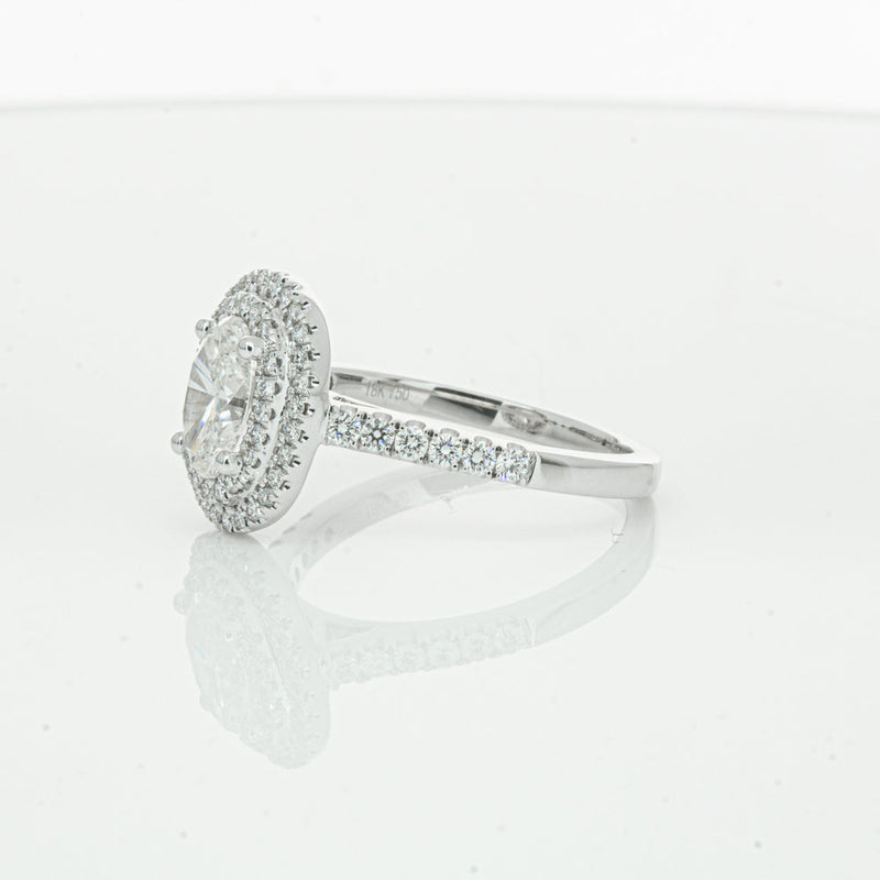 18ct White Gold .90ct Oval Cut Diamond Rosa Ring-Ring-Walker & Hall