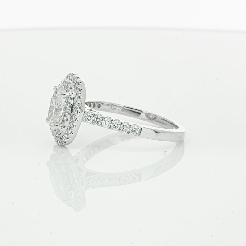 18ct White Gold .90ct Oval Cut Diamond Rosa Ring-Ring-Walker & Hall