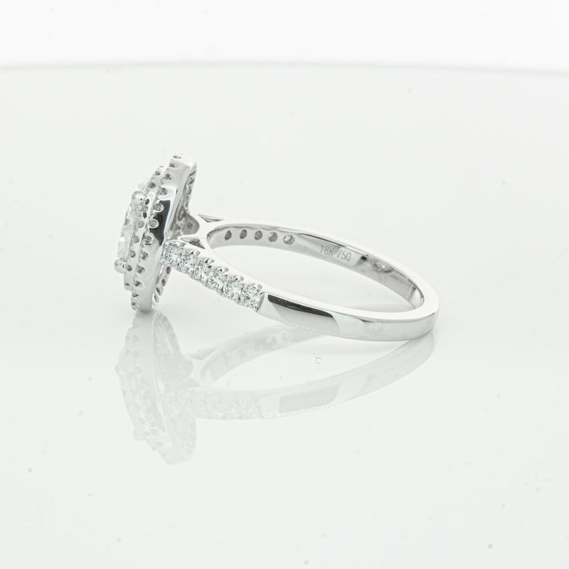 18ct White Gold .90ct Oval Cut Diamond Rosa Ring-Ring-Walker & Hall