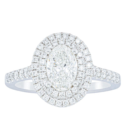 18ct White Gold .90ct Oval Cut Diamond Rosa Ring-Ring-Walker & Hall