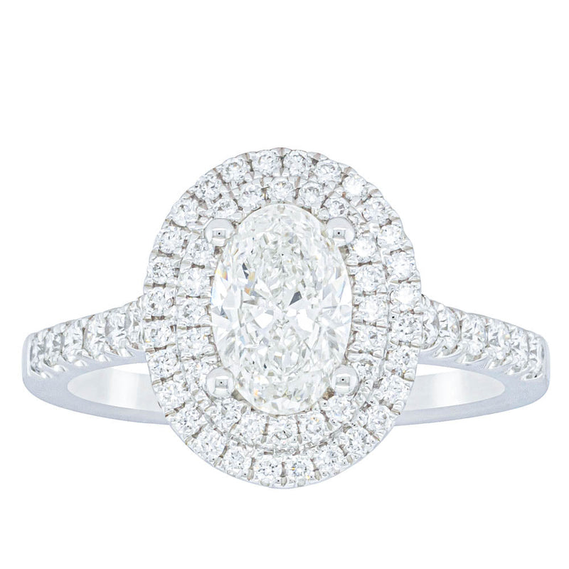 18ct White Gold .90ct Oval Cut Diamond Rosa Ring-Ring-Walker & Hall
