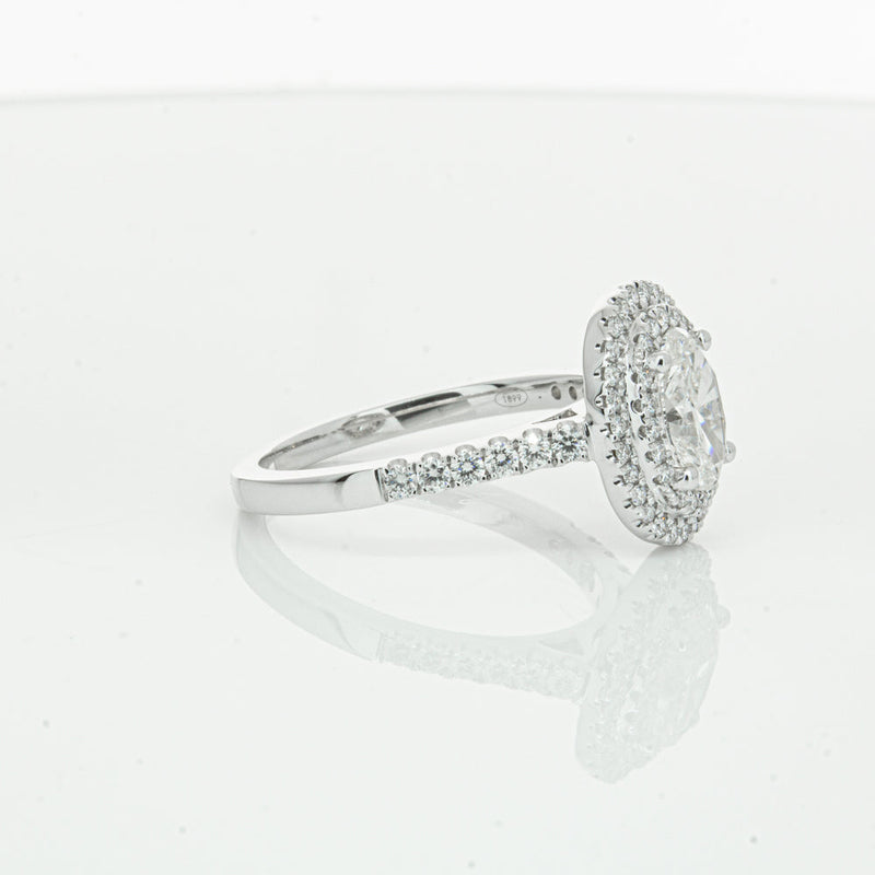 18ct White Gold .90ct Oval Cut Diamond Rosa Ring-Ring-Walker & Hall