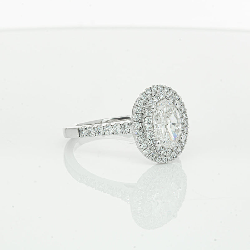 18ct White Gold .90ct Oval Cut Diamond Rosa Ring-Ring-Walker & Hall