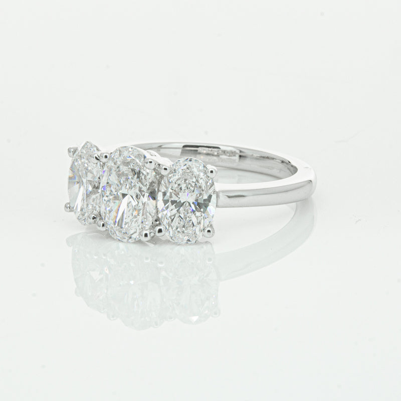 18ct White Gold Oval Cut Diamond Odyssey Ring-Ring-Walker & Hall