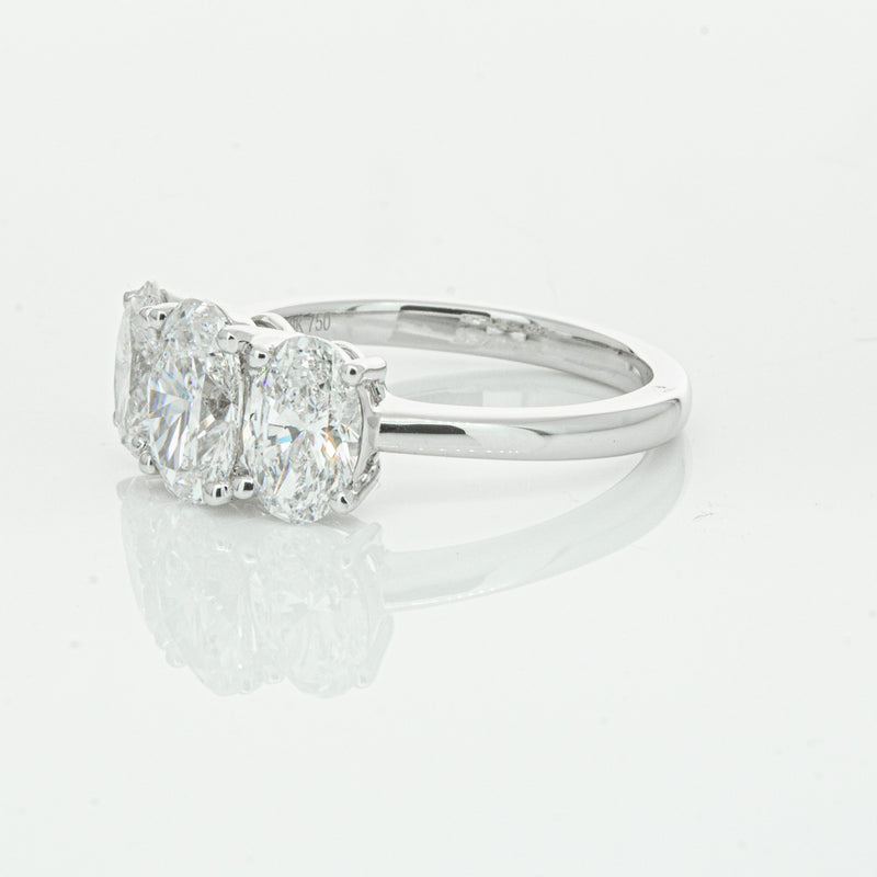 18ct White Gold Oval Cut Diamond Odyssey Ring-Ring-Walker & Hall