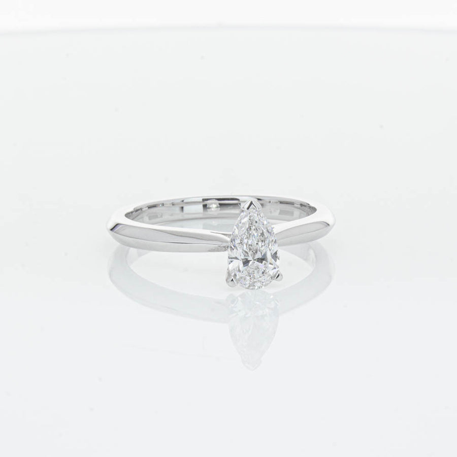 18ct White Gold .52ct Pear Cut Diamond Venetian Ring-Ring-Walker & Hall