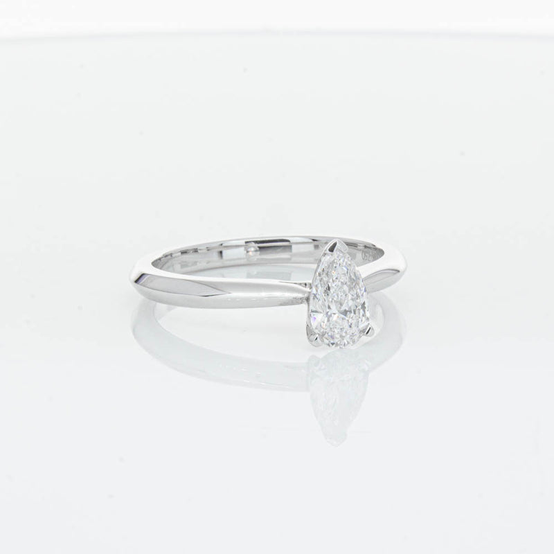 18ct White Gold .52ct Pear Cut Diamond Venetian Ring-Ring-Walker & Hall