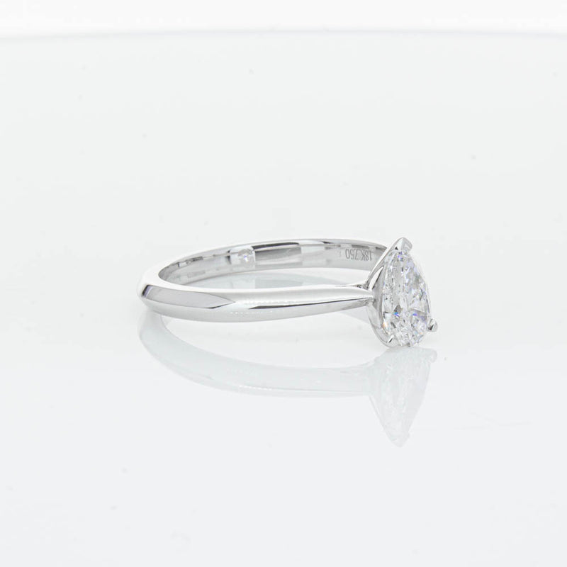 18ct White Gold .52ct Pear Cut Diamond Venetian Ring-Ring-Walker & Hall