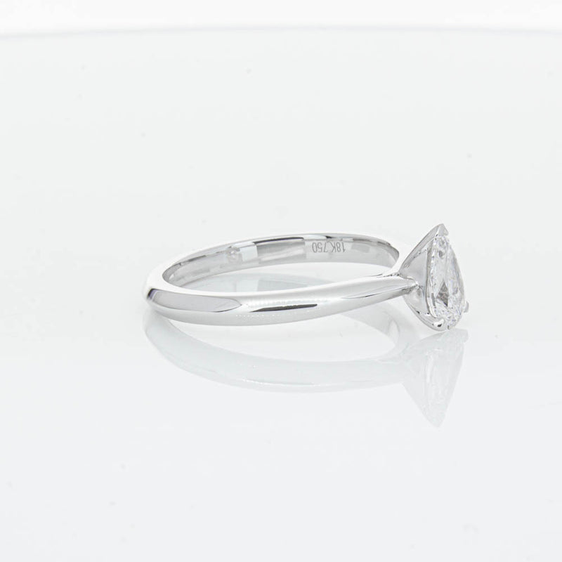 18ct White Gold .52ct Pear Cut Diamond Venetian Ring-Ring-Walker & Hall