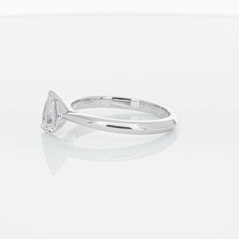 18ct White Gold .52ct Pear Cut Diamond Venetian Ring-Ring-Walker & Hall