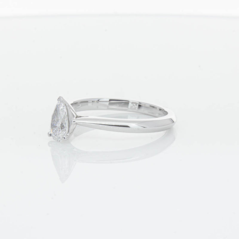 18ct White Gold .52ct Pear Cut Diamond Venetian Ring-Ring-Walker & Hall