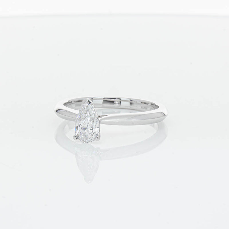 18ct White Gold .52ct Pear Cut Diamond Venetian Ring-Ring-Walker & Hall