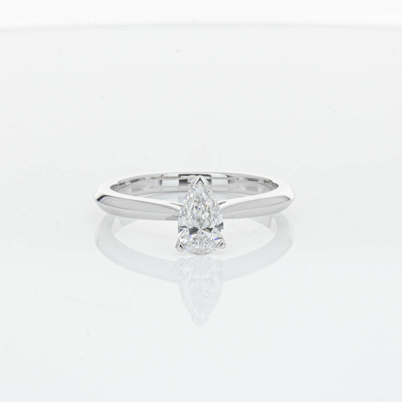 18ct White Gold .52ct Pear Cut Diamond Venetian Ring-Ring-Walker & Hall