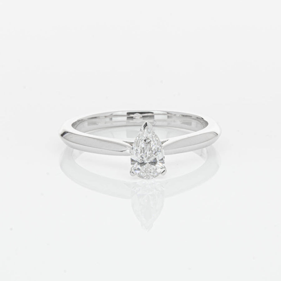 18ct White Gold .40ct Pear Cut Diamond Venetian Ring-Ring-Walker & Hall