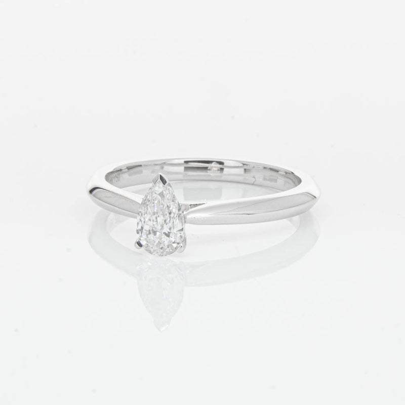 18ct White Gold .40ct Pear Cut Diamond Venetian Ring-Ring-Walker & Hall