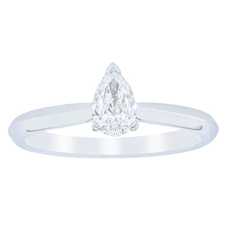 18ct White Gold .40ct Pear Cut Diamond Venetian Ring-Ring-Walker & Hall