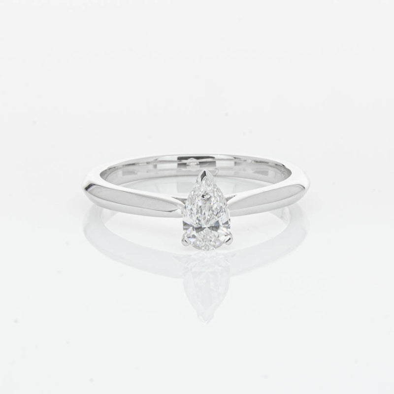 18ct White Gold .40ct Pear Cut Diamond Venetian Ring-Ring-Walker & Hall