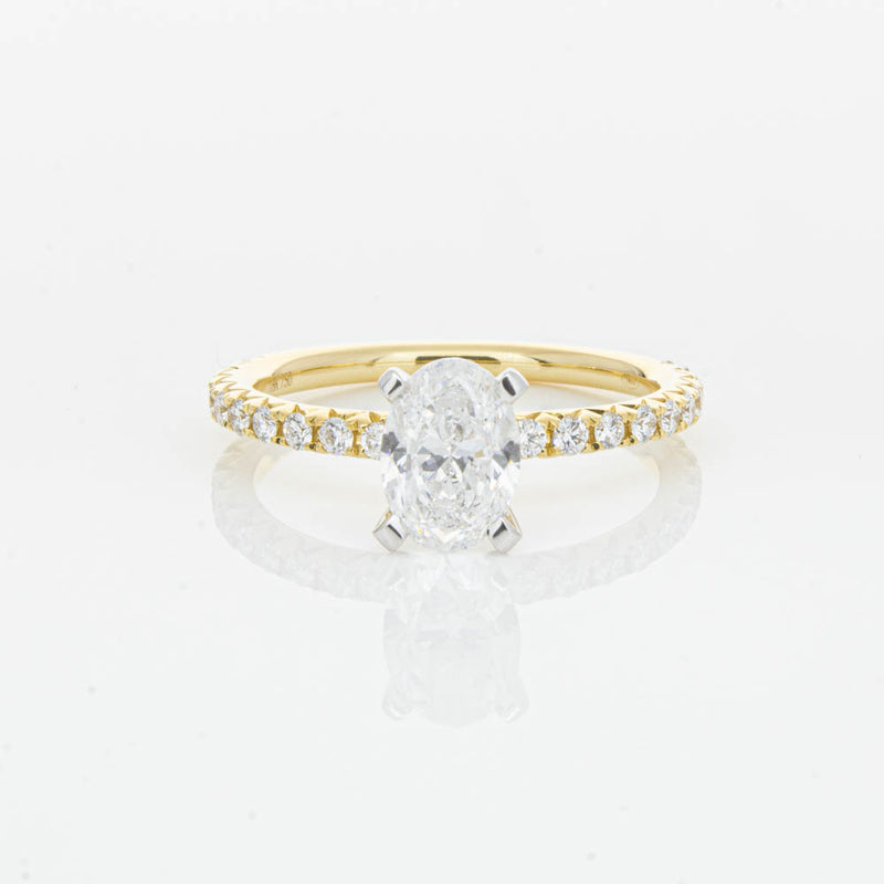 18ct Yellow Gold 1.00ct Oval Cut Diamond Comet Ring-Ring-Walker & Hall