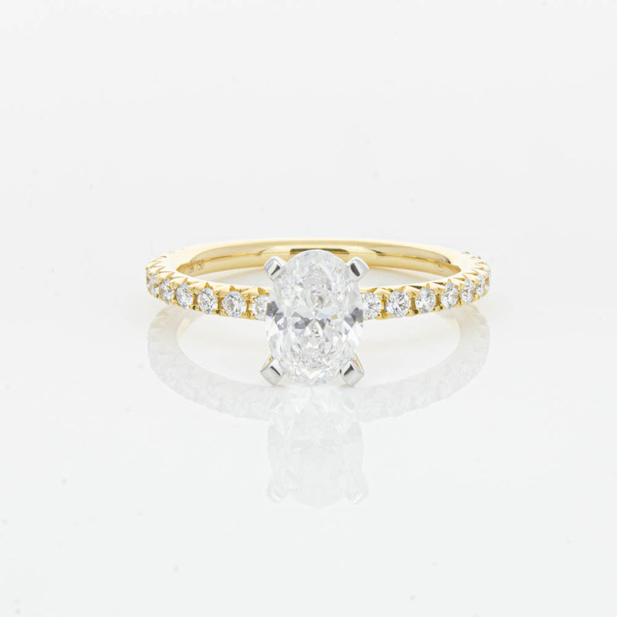 18ct Yellow Gold 1.00ct Oval Cut Diamond Comet Ring-Ring-Walker & Hall