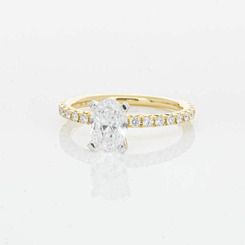 18ct Yellow Gold 1.00ct Oval Cut Diamond Comet Ring-Ring-Walker & Hall