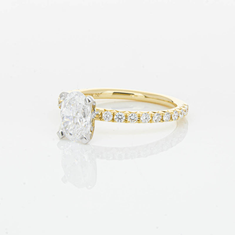 18ct Yellow Gold 1.00ct Oval Cut Diamond Comet Ring-Ring-Walker & Hall