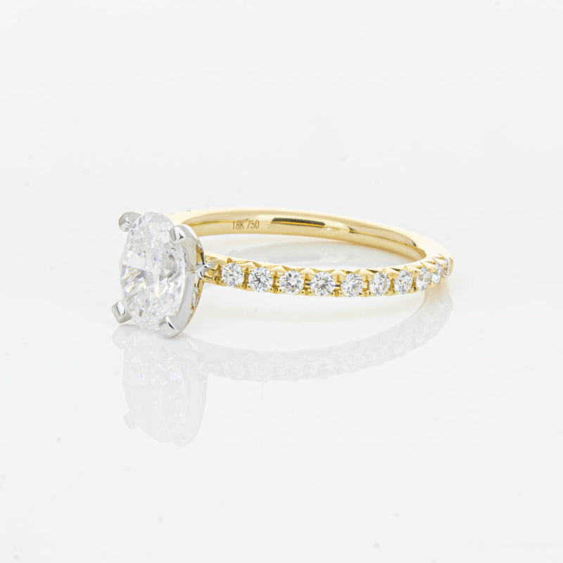 18ct Yellow Gold 1.00ct Oval Cut Diamond Comet Ring-Ring-Walker & Hall