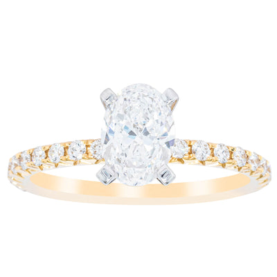 18ct Yellow Gold 1.00ct Oval Cut Diamond Comet Ring-Ring-Walker & Hall