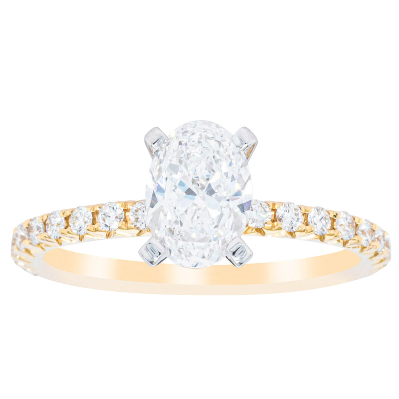 18ct Yellow Gold 1.00ct Oval Cut Diamond Comet Ring-Ring-Walker & Hall