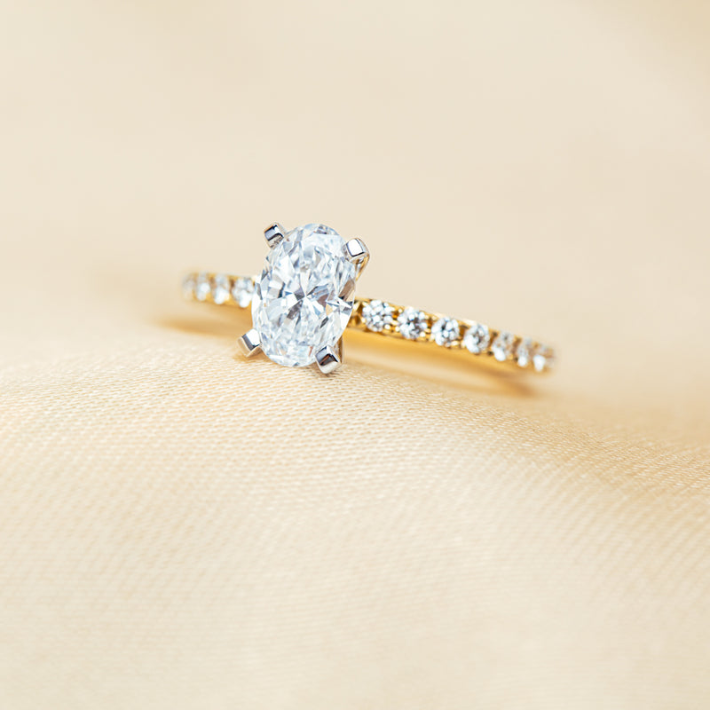 18ct Yellow Gold 1.00ct Oval Cut Diamond Comet Ring-Ring-Walker & Hall