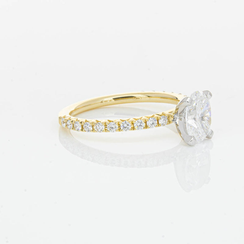 18ct Yellow Gold 1.00ct Oval Cut Diamond Comet Ring-Ring-Walker & Hall