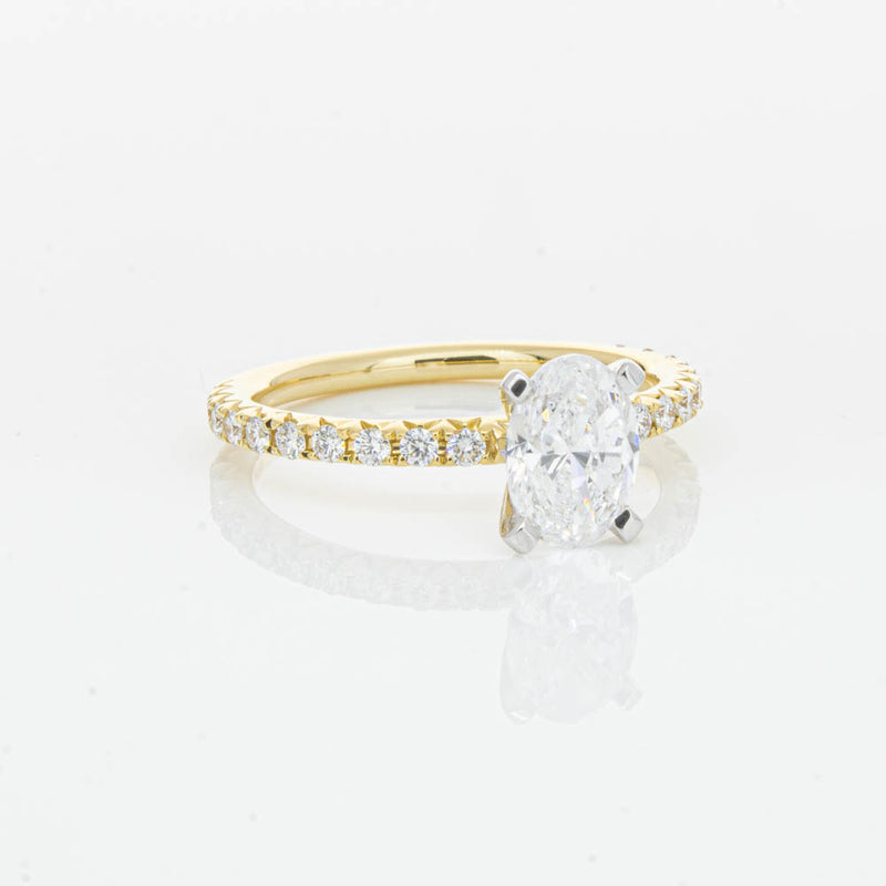18ct Yellow Gold 1.00ct Oval Cut Diamond Comet Ring-Ring-Walker & Hall