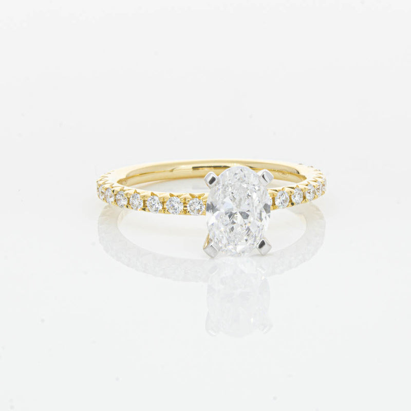 18ct Yellow Gold 1.00ct Oval Cut Diamond Comet Ring-Ring-Walker & Hall