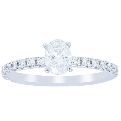 18ct White Gold .50ct Oval Cut Diamond Comet Ring-Ring-Walker & Hall