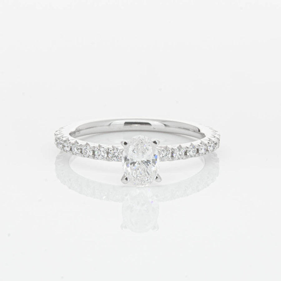 18ct White Gold .50ct Oval Cut Diamond Comet Ring-Ring-Walker & Hall