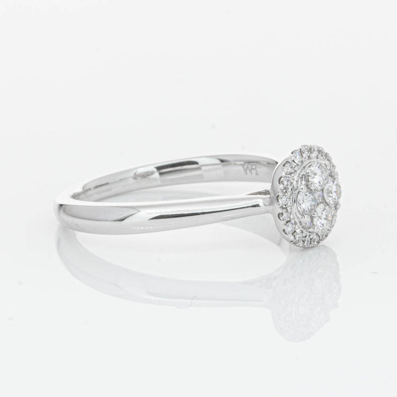 14ct White Gold Diamond Mini Saturn Ring-Ring-Walker & Hall