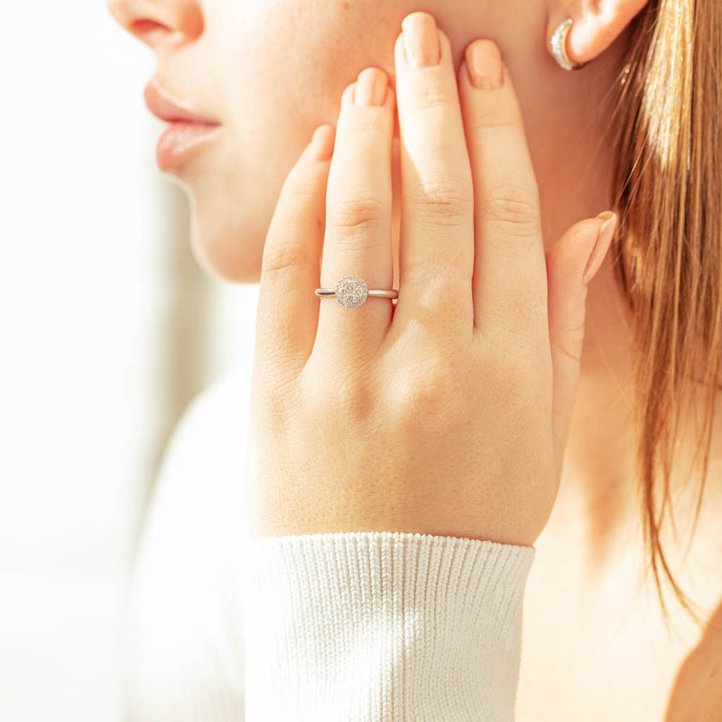 14ct White Gold Diamond Mini Saturn Ring-Ring-Walker & Hall