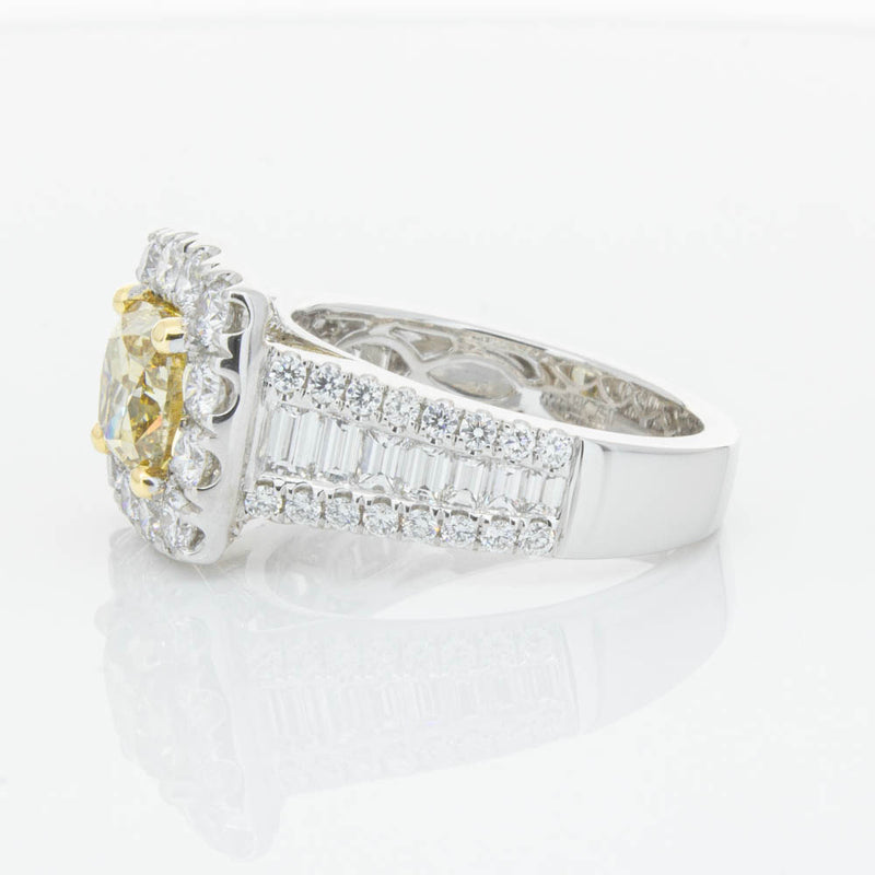 18ct White Gold Cushion Cut Yellow Diamond Ring-Ring-Walker & Hall