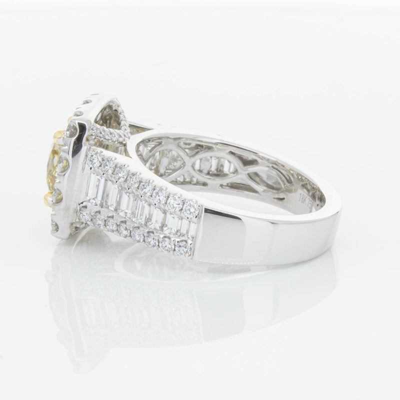 18ct White Gold Cushion Cut Yellow Diamond Ring-Ring-Walker & Hall