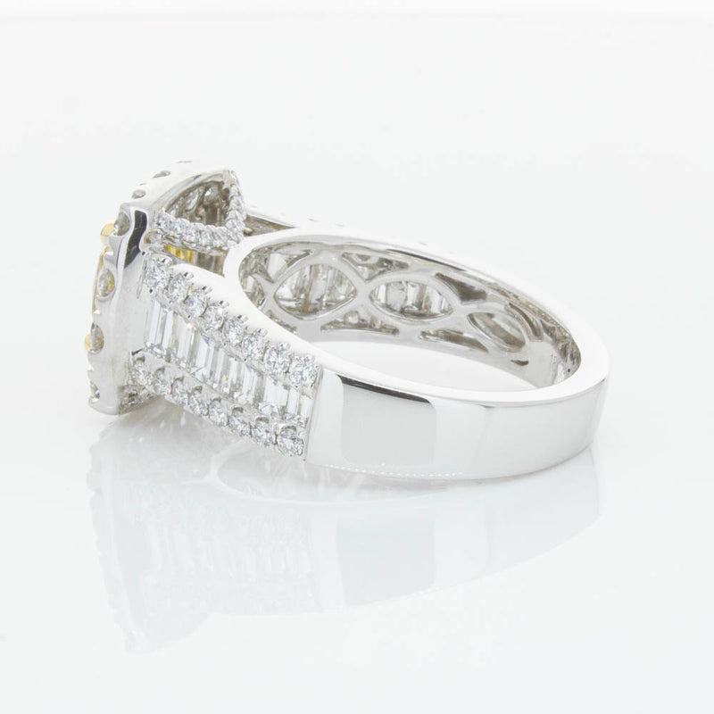 18ct White Gold Cushion Cut Yellow Diamond Ring-Ring-Walker & Hall