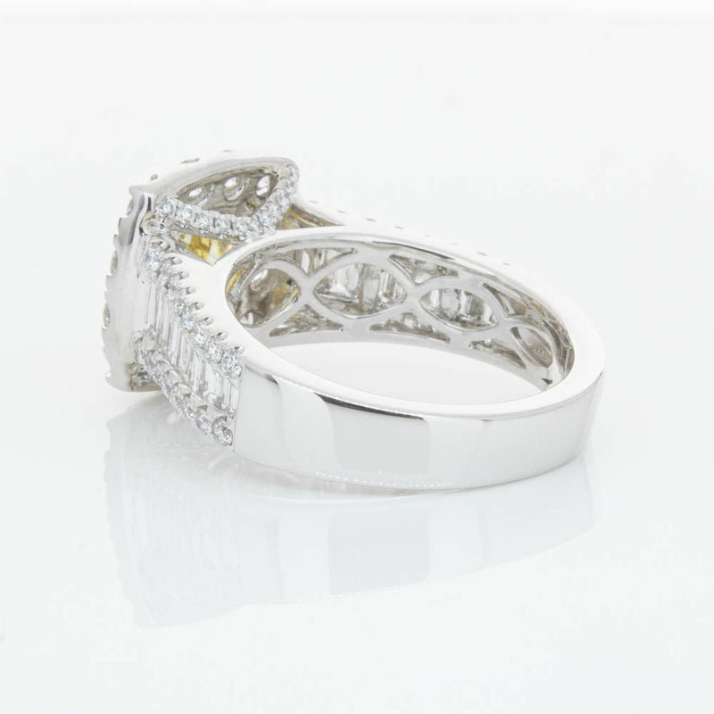 18ct White Gold Cushion Cut Yellow Diamond Ring-Ring-Walker & Hall