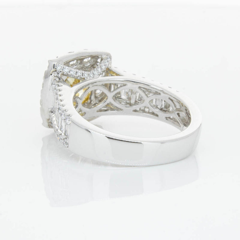 18ct White Gold Cushion Cut Yellow Diamond Ring-Ring-Walker & Hall